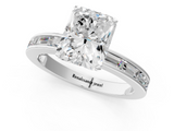 White gold Radiant Solitaire Diamond Ring with Channel-Set Baguette Band and Four-Prong Setting_142