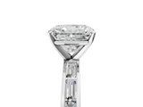White gold Radiant Solitaire Diamond Ring with Channel-Set Baguette Band and Four-Prong Setting_146