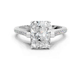 White gold Radiant Solitaire Diamond Ring with Channel Set Band and Bezel Prong Setting_76
