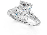 White gold Radiant Solitaire Diamond Ring with Channel Set Band and Bezel Prong Setting_77