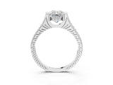 White gold Radiant Solitaire Diamond Ring with Channel Set Band and Bezel Prong Setting_82
