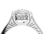 White gold Radiant Solitaire Diamond Ring with Channel Set Band and Bezel Prong Setting_83