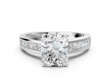 White gold Radiant Solitaire Diamond Ring with Channel-Set Band and Four-Prong Setting_38