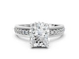 White gold Radiant Solitaire Diamond Ring with Channel Set Band and Six-Prong Setting_48