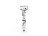 White gold Radiant Solitaire Diamond Ring with Channel Set Band and Six-Prong Setting_50