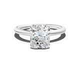 White gold Radiant Solitaire Diamond Ring with Four-Prong Setting on a Plain Band_20