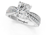 White gold Radiant Solitaire Diamond Ring with Milgrain Pavé Band and Four-Prong Setting_21