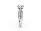 White gold Radiant Solitaire Diamond Ring with Milgrain Pavé Band and Four-Prong Setting_22