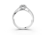White gold Radiant Solitaire Diamond Ring with Milgrain Pavé Band and Four-Prong Setting_23