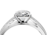 White gold Radiant Solitaire Diamond Ring with Milgrain Pavé Band and Four-Prong Setting_24