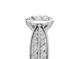 White gold Radiant Solitaire Diamond Ring with Milgrain Pavé Band and Four-Prong Setting_25