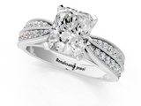 White gold Radiant Solitaire Diamond Ring with Milgrain Pavé Band and Four-Prong Setting_27