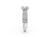 White gold Radiant Solitaire Diamond Ring with Milgrain Pavé Band and Four-Prong Setting_28