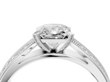 White gold Radiant Solitaire Diamond Ring with Milgrain Pavé Band and Four-Prong Setting_30