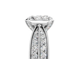 White gold Radiant Solitaire Diamond Ring with Milgrain Pavé Band and Four-Prong Setting_31