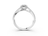 White gold Radiant Solitaire Diamond Ring with Milgrain Pavé Band and Four-Prong Setting_33