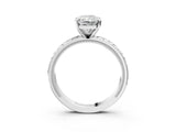 White gold Radiant Solitaire Diamond Ring with Milgrain and Black Enamel X Pattern Band_242