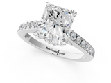 White gold Radiant Solitaire Diamond Ring with Pavé Band and Four-Prong Setting_115