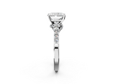 White gold Radiant Solitaire Diamond Ring with Pavé Band and Four-Prong Setting_116