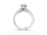 White gold Radiant Solitaire Diamond Ring with Pavé Band and Four-Prong Setting_117