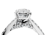 White gold Radiant Solitaire Diamond Ring with Pavé Band and Four-Prong Setting_118