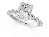 White gold Radiant Solitaire Diamond Ring with Pave Band and Four-Prong Setting_285