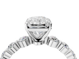 White gold Radiant Solitaire Diamond Ring with Pave Band and Four-Prong Setting_288