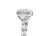 White gold Radiant Solitaire Diamond Ring with Pave Band and Four-Prong Setting_289