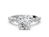 White gold Radiant Solitaire Diamond Ring with Pave Band and Four-Prong Setting_289