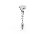 White gold Radiant Solitaire Diamond Ring with Pave Band and Four-Prong Setting_291