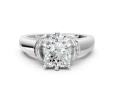 White gold Radiant Solitaire Diamond Ring with Pave Band and Six-Prong Setting_51