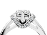 White gold Radiant Solitaire Diamond Ring with Pave Band and Six-Prong Setting_55
