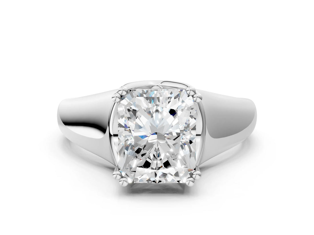 White gold Radiant Solitaire Diamond Ring with Six-Prong Cathedral Setting_54