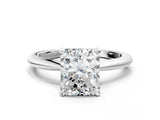 White gold Radiant Solitaire Diamond Ring with Six-Prong Setting on a Classic Band