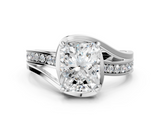 White gold Radiant Solitaire Diamond Ring with Split Shank and Prong Setting_149