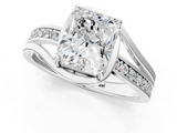 White gold Radiant Solitaire Diamond Ring with Split Shank and Prong Setting_163