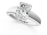 White gold Radiant Solitaire Diamond Ring with Tapered Band and Four-Prong Setting_44