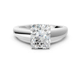 White gold Radiant Solitaire Diamond Ring with Tapered Band and Four-Prong Setting_49