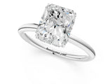 White gold Radiant Solitaire Diamond Ring with a Classic Band and Four-Prong Setting 2