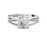 White gold Radiant Solitaire Diamond Twisted Band with Four-Prong Setting_112