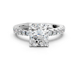 White gold Radiant Solitaire Diamond with Pavé Band and Four-Prong Setting_108