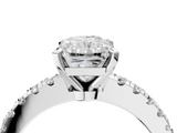 White gold Radiant Solitaire Diamond with Pavé Band and Four-Prong Setting_117