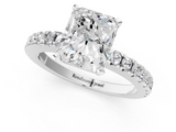White gold Radiant Solitaire Diamond with Pavé Band and Four-Prong Setting_124