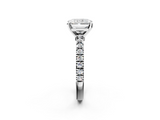 White gold Radiant Solitaire Diamond with Pavé Band and Four-Prong Setting_125