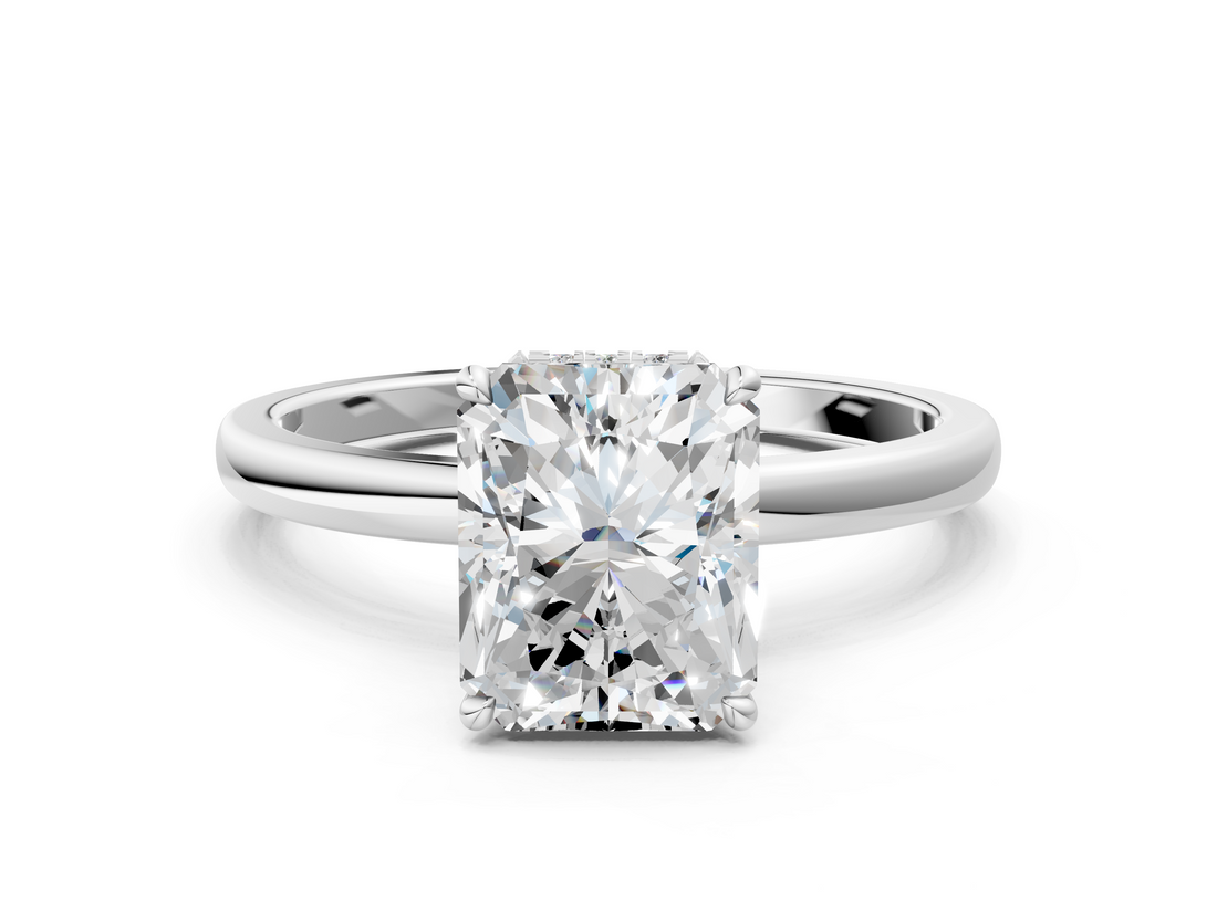 White gold Radiant Solitaire Engagement Ring with Cathedral Band and Four-Prong Setting_21