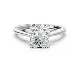 White gold Radiant Solitaire Engagement Ring with Four-Prong Setting and Classic Band 1