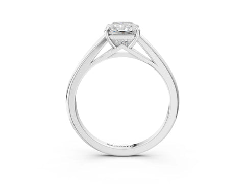 White gold Radiant Solitaire Engagement Ring with Four-Prong Setting and Classic Band 4