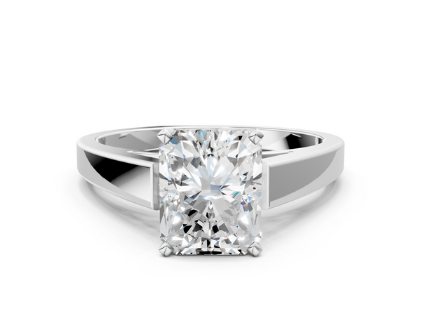 Platinum Radiant Cut Cathedral Solitaire Engagement Ring Setting with Tapered Band