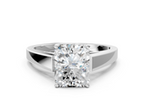 White gold Radiant Solitaire Engagement Ring with Four-Prong Setting and Tapered Band_36