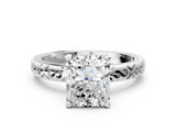 White gold Radiant Solitaire Engagement Ring with Scrollwork Band and Four-Prong Setting_158